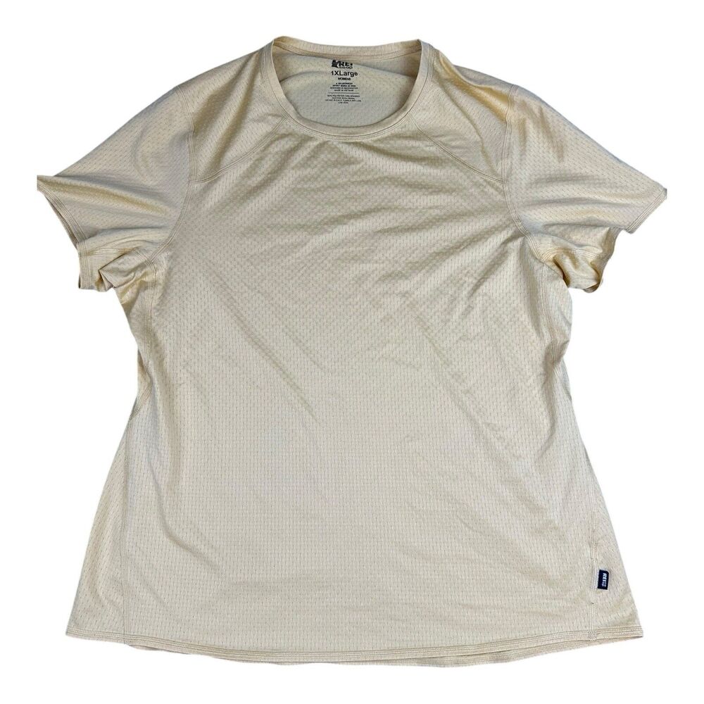 REI Co-Op T-Shirt Hiking Jersey Stretch Yellow Womens 1X Outdoors Work Out Gym